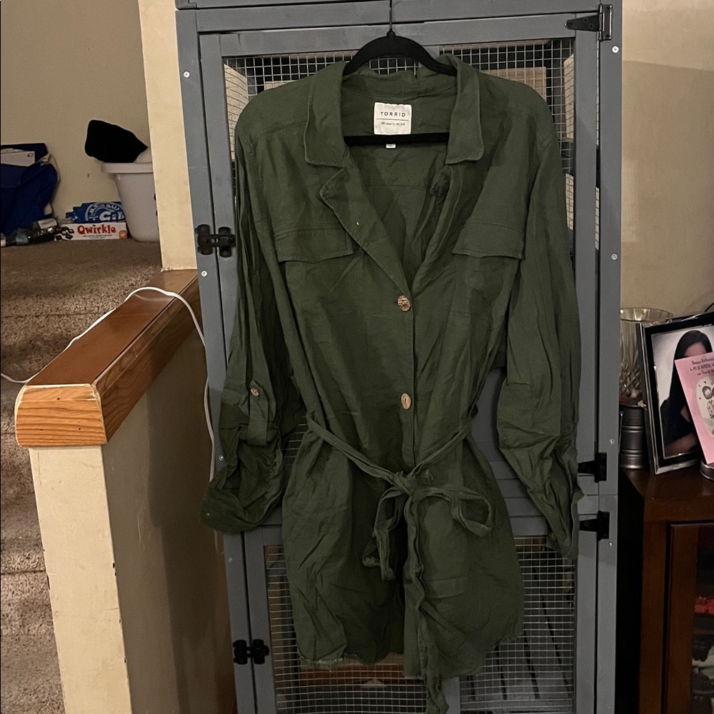 Torrid Dark Green Shirt Dress